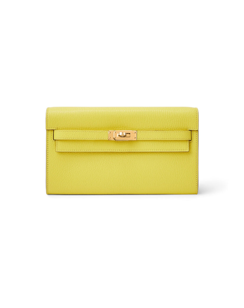 Hermès  Kelly To Go Wallet Chèvre Mysore Jaune Citron