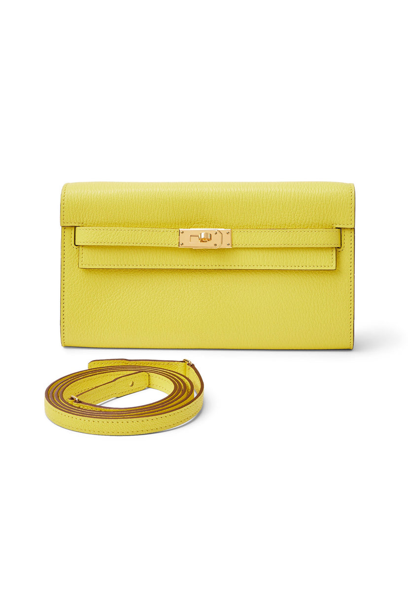 Hermès  Kelly To Go Wallet Chèvre Mysore Jaune Citron